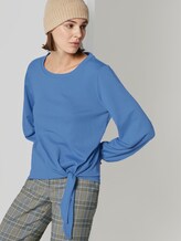 Long-sleeved shirt in a crinkle look with knot details - Women - sea blue Long-sleeved shirt in a crinkle look with knot details - Women - sea blue - 5 - TOM TAILOR