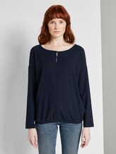 Top met lange mouwen en cut-out detail - Vrouwen - Sky Captain Blue Top met lange mouwen en cut-out detail - Vrouwen - Sky Captain Blue - 1 - TOM TAILOR
