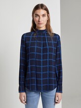 karierte Bluse aus Viskose-Crêpe - Frauen - navy blue grid check karierte Bluse aus Viskose-Crêpe - Frauen - navy blue grid check - 1 - TOM TAILOR