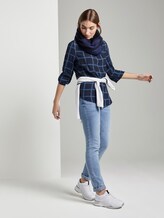 karierte Bluse aus Viskose-Crêpe - Frauen - navy blue grid check karierte Bluse aus Viskose-Crêpe - Frauen - navy blue grid check - 3 - TOM TAILOR