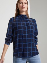 karierte Bluse aus Viskose-Crêpe - Frauen - navy blue grid check karierte Bluse aus Viskose-Crêpe - Frauen - navy blue grid check - 5 - TOM TAILOR