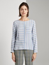 Striped blouse with a chest pocket - Women - blue yellow stripe Striped blouse with a chest pocket - Women - blue yellow stripe - 1 - TOM TAILOR