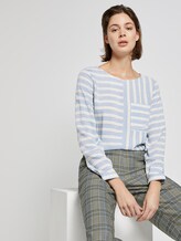 Striped blouse with a chest pocket - Women - blue yellow stripe Striped blouse with a chest pocket - Women - blue yellow stripe - 5 - TOM TAILOR