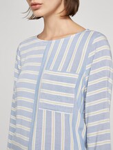 Striped blouse with a chest pocket - Women - blue yellow stripe Striped blouse with a chest pocket - Women - blue yellow stripe - 9 - TOM TAILOR