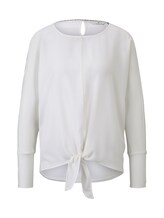 TOM TAILOR Damen Crêpe-Bluse mit Knoten-Detail, weiß, unifarben, Gr.46