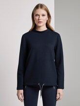 Textured sweatshirt with an elastic waistband - Women - Sky Captain Blue Textured sweatshirt with an elastic waistband - Women - Sky Captain Blue - 1 - TOM TAILOR