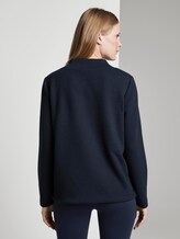 Textured sweatshirt with an elastic waistband - Women - Sky Captain Blue Textured sweatshirt with an elastic waistband - Women - Sky Captain Blue - 2 - TOM TAILOR