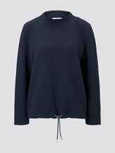 Textured sweatshirt with an elastic waistband - Women - Sky Captain Blue Textured sweatshirt with an elastic waistband - Women - Sky Captain Blue - 7 - TOM TAILOR