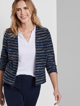 Gemusterter offener Blazer - Frauen - navy white stripe structure Gemusterter offener Blazer - Frauen - navy white stripe structure - 5 - TOM TAILOR