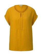 TOM TAILOR Damen T-Shirt aus Chiffon, gelb, unifarben, Gr.M