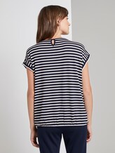 Patterned T-shirt with an elastic waistband - Women - navy stripe Patterned T-shirt with an elastic waistband - Women - navy stripe - 2 - TOM TAILOR