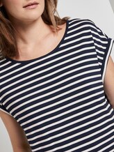 Patterned T-shirt with an elastic waistband - Women - navy stripe Patterned T-shirt with an elastic waistband - Women - navy stripe - 9 - TOM TAILOR