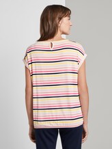 Gemustertes T-Shirt mit elastischem Bund - Frauen - offwhite multicolor stripe Gemustertes T-Shirt mit elastischem Bund - Frauen - offwhite multicolor stripe - 2 - TOM TAILOR