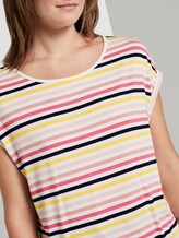 Gemustertes T-Shirt mit elastischem Bund - Frauen - offwhite multicolor stripe Gemustertes T-Shirt mit elastischem Bund - Frauen - offwhite multicolor stripe - 9 - TOM TAILOR