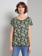 T-shirt met print en elastische tailleband - Vrouwen - small khaki floral design T-shirt met print en elastische tailleband - Vrouwen - small khaki floral design - 1 - TOM TAILOR