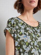 T-shirt met print en elastische tailleband - Vrouwen - small khaki floral design T-shirt met print en elastische tailleband - Vrouwen - small khaki floral design - 9 - TOM TAILOR