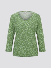 TOM TAILOR Damen Blusenshirt mit Print, grün, Gr.XXL
