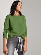 Textured sweater - Women - sundried turf green Textured sweater - Women - sundried turf green - 5 - TOM TAILOR