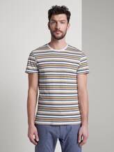 Gestreiftes Jersey T-Shirt - Männer - beige white blue stripe Gestreiftes Jersey T-Shirt - Männer - beige white blue stripe - 1 - TOM TAILOR
