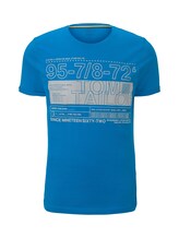 TOM TAILOR Herren T-Shirt mit Reflekt-Print, blau, unifarben mit Print, Gr.S
