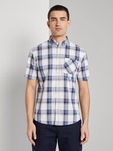 Kariertes Kurzarmhemd - Männer - white base navy washed check Kariertes Kurzarmhemd - Männer - white base navy washed check - 1 - TOM TAILOR
