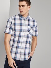 Kariertes Kurzarmhemd - Männer - white base navy washed check Kariertes Kurzarmhemd - Männer - white base navy washed check - 5 - TOM TAILOR