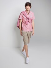 Patterned short-sleeved shirt with a chest pocket - Men - red irregular striped design Patterned short-sleeved shirt with a chest pocket - Men - red irregular striped design - 3 - TOM TAILOR