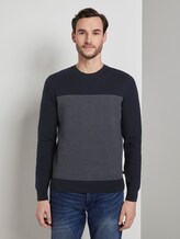 Sweater im Struktur-Mix - Männer - navy white stripe Sweater im Struktur-Mix - Männer - navy white stripe - 1 - TOM TAILOR