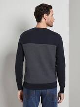Sweater im Struktur-Mix - Männer - navy white stripe Sweater im Struktur-Mix - Männer - navy white stripe - 2 - TOM TAILOR