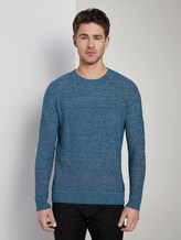 Strukturierter Strickpullover - Männer - green white structure Strukturierter Strickpullover - Männer - green white structure - 1 - TOM TAILOR