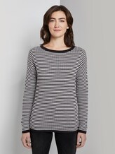 Strukturiertes Sweatshirt - Frauen - white black structure stripe Strukturiertes Sweatshirt - Frauen - white black structure stripe - 1 - TOM TAILOR