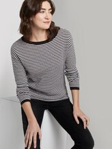 Strukturiertes Sweatshirt - Frauen - white black structure stripe Strukturiertes Sweatshirt - Frauen - white black structure stripe - 5 - TOM TAILOR