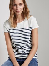 Gestreiftes T-Shirt mit kleiner Stickerei - Frauen - navy white stripe Gestreiftes T-Shirt mit kleiner Stickerei - Frauen - navy white stripe - 5 - TOM TAILOR Denim