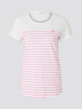 Gestreiftes T-Shirt mit kleiner Stickerei - Frauen - rose white stripe Gestreiftes T-Shirt mit kleiner Stickerei - Frauen - rose white stripe - 7 - TOM TAILOR Denim