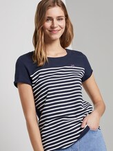 Striped T-shirt with a small embro - Women - navy off white stripe Striped T-shirt with a small embro - Women - navy off white stripe - 5 - TOM TAILOR Denim