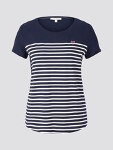 Striped T-shirt with a small embro - Women - navy off white stripe Striped T-shirt with a small embro - Women - navy off white stripe - 7 - TOM TAILOR Denim
