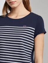 Striped T-shirt with a small embro - Women - navy off white stripe Striped T-shirt with a small embro - Women - navy off white stripe - 9 - TOM TAILOR Denim