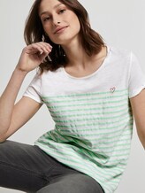 Gestreiftes T-Shirt mit kleinem Print - Frauen - green white stripe Gestreiftes T-Shirt mit kleinem Print - Frauen - green white stripe - 5 - TOM TAILOR Denim
