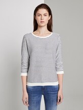 Gestreiftes Jacquard Sweatshirt - Frauen - structure stripe Gestreiftes Jacquard Sweatshirt - Frauen - structure stripe - 1 - TOM TAILOR Denim