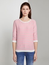 Gestreiftes Jacquard Sweatshirt - Frauen - rose structure stripe Gestreiftes Jacquard Sweatshirt - Frauen - rose structure stripe - 1 - TOM TAILOR Denim
