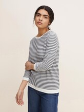 Gestreiftes Jacquard Sweatshirt - Frauen - blue white structured stripe Gestreiftes Jacquard Sweatshirt - Frauen - blue white structured stripe - 1 - TOM TAILOR Denim