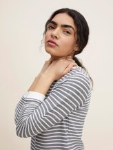 Gestreiftes Jacquard Sweatshirt - Frauen - blue white structured stripe Gestreiftes Jacquard Sweatshirt - Frauen - blue white structured stripe - 9 - TOM TAILOR Denim