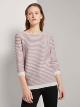 Gestreiftes Jacquard Sweatshirt - Frauen - rose white structure stripe Gestreiftes Jacquard Sweatshirt - Frauen - rose white structure stripe - 1 - TOM TAILOR Denim