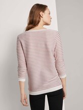 Gestreiftes Jacquard Sweatshirt - Frauen - rose white structure stripe Gestreiftes Jacquard Sweatshirt - Frauen - rose white structure stripe - 2 - TOM TAILOR Denim