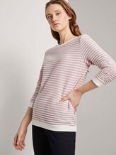 Gestreiftes Jacquard Sweatshirt - Frauen - rose white structure stripe Gestreiftes Jacquard Sweatshirt - Frauen - rose white structure stripe - 5 - TOM TAILOR Denim