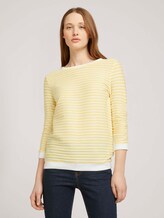 Gestreepte Jacquard Sweater - Vrouwen - yellow white structured stripe Gestreepte Jacquard Sweater - Vrouwen - yellow white structured stripe - 1 - TOM TAILOR Denim