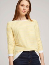 Gestreepte Jacquard Sweater - Vrouwen - yellow white structured stripe Gestreepte Jacquard Sweater - Vrouwen - yellow white structured stripe - 5 - TOM TAILOR Denim