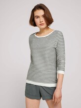 Gestreiftes Jacquard Sweatshirt - Frauen - green white structured stripe Gestreiftes Jacquard Sweatshirt - Frauen - green white structured stripe - 1 - TOM TAILOR Denim