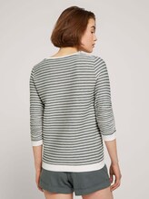 Gestreiftes Jacquard Sweatshirt - Frauen - green white structured stripe Gestreiftes Jacquard Sweatshirt - Frauen - green white structured stripe - 2 - TOM TAILOR Denim