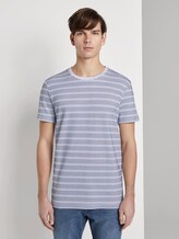 Gemustertes T-Shirt - Männer - white blue jacquard stripe Gemustertes T-Shirt - Männer - white blue jacquard stripe - 1 - TOM TAILOR Denim